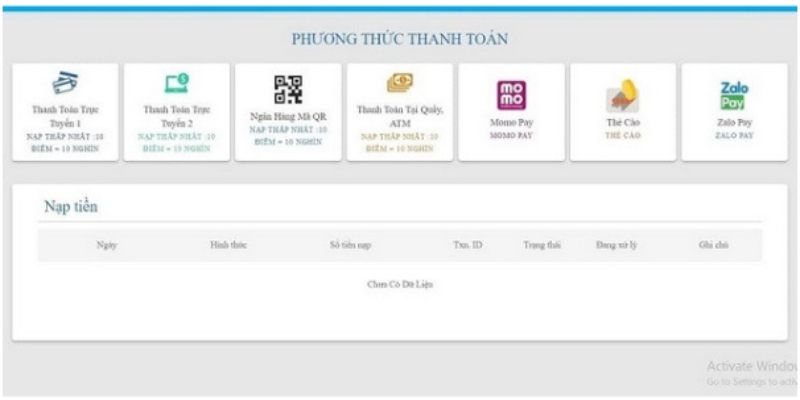 Vài phương thức nạp tiền TG88 phổ biến
